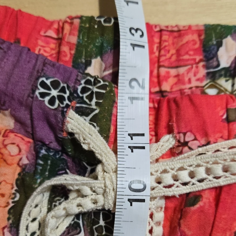 B55 NWT POL Vibrant Coral Patchwork Printed Relaxed Fit Joggers Tie Sm Md Lg - Picture 7 of 11